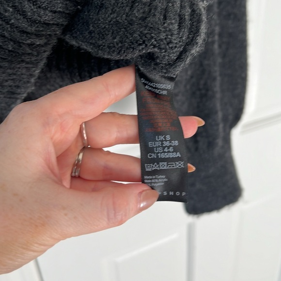 Topshop Cropped Button Cardigan Balloon Sleeve Sweater - Picture 5 of 6